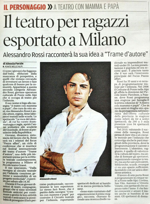 Alessandro Rossi al Piccolo Teatro di Milano